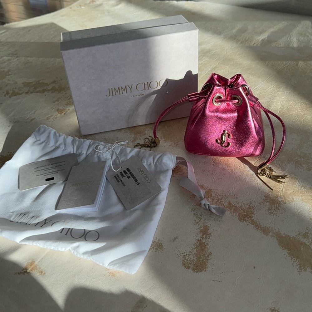 Brand new pink leather mini bon bon jimmy choo crossbody mini bag